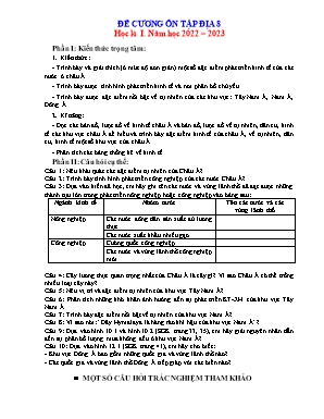 Đề cương ôn tập học kì 1 Địa lí Lớp 8 - Năm học 2022-2023